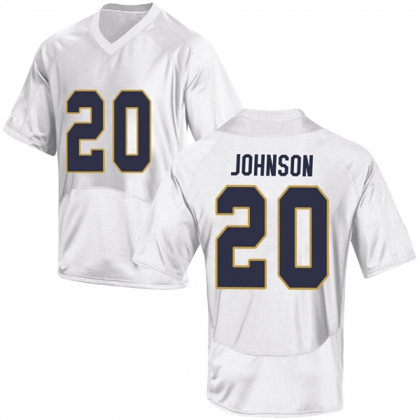 JoJo Johnson Notre Dame Fighting Irish NCAA Men's #20 White Game College Stitched Football Jersey HSA4455SL